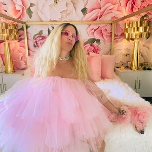 Gorgeous Baby PINK TULLE FLATTERING A line layered mini dress